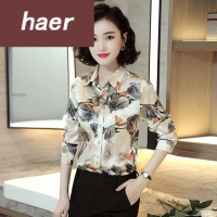 中老年女装花衬衣中老年印花衬衫女长袖2020春装新款衬衣气质显瘦打底衫女妈妈装寸衫女土衬衣中老年碎花衬衫