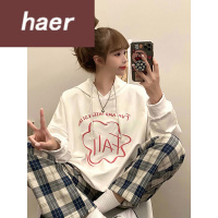 卫衣女长袖秋季韩版宽松休闲上衣秋季韩版2020新款宽松可爱减龄印花中长款长袖连帽卫衣女时尚套装初中女生卫衣女韩版潮学生宽