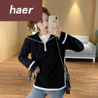 卫衣女长袖秋季韩版宽松休闲上衣秋季韩版2020新款设计感连帽撞色宽松系带开叉时尚长袖卫衣上衣女初中女生卫衣