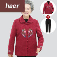 老年人秋装女50-60岁中老年人外套女春秋套装老太太妈妈70岁老人衣服奶奶秋装唐装毛呢奶奶装秋装外套中老年女装秋装