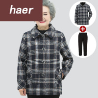 老年人秋装女50-60岁奶奶装外套春秋格子上衣老年人秋装女套装60岁70妈妈宽松胖老太太奶奶装秋装外套中老年女装秋装