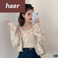 毛衣女韩版学生宽松秋冬2020新款宽松外搭短款长袖针织开衫外套吊带背心时尚两件套女毛线衣女