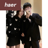 毛衣女韩版学生宽松秋季韩版2020新款情侣装宽松慵懒风超火蝴蝶针织长袖毛衣外套女装毛线衣女