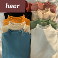 毛线衣女秋季韩版2020新款半高领卷边修身显瘦弹力打底长袖针织衫女装上衣