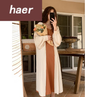 毛线衣女秋季韩版2020新款宽松中长款垂感薄款冰外搭防晒长袖针织衫女装