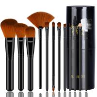 12支炫酷黑+圆桶[送粉扑] 馨仪化妆刷套装眼影刷腮红散粉刷眉刷唇刷粉底刷彩妆工具全套刷子