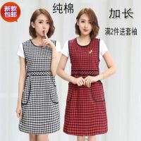 加长新款透气纯棉坎肩无袖围裙时尚棉布成人罩衣防油污女工作服