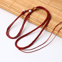 06棕色粗款 手工编织吊坠挂绳玉坠翡翠琥珀金玉佩简约挂脖绳男女款项链绳子