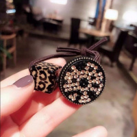 香槟5条装 韩国简约头绳豹纹珍珠镶钻圈扎头皮筋网红丸子头皮套成人头饰