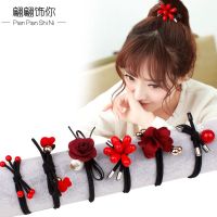 新品-玫瑰6件套 头绳韩版小清新扎头橡皮筋饰品女绳皮筋夹带皮圈饰