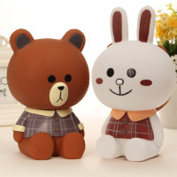 大号布朗熊+大号可妮兔一对 可爱布朗熊存钱罐儿童储蓄罐卡通防摔存钱罐大号钱罐韩国创意礼品