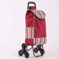 牛头包爬楼轮(枣红条纹) [爬楼购物车]小拉车可折叠推车手拉杆车小拖车手推车买菜车家用
