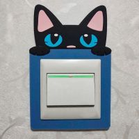 贝小黑蓝色 开关贴墙贴套韩简约卡通保护套创意客厅卧室免粘插座开关装饰套