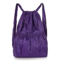 D254紫色 百搭尼龙束口袋双肩包女户外运动包妈咪包大容量背包轻便旅行包包