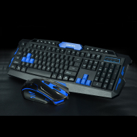 蓝色升级版[无线套装] 无线键盘鼠标套装游戏办公用家用轻薄静音男女生笔记本电脑台式机usb少女心朋克复古圆键帽个性可爱卡