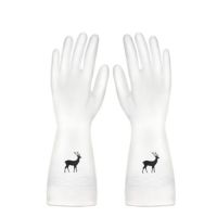 家用护肤家务手套防水耐用厨房洗菜洗衣清洁神器橡胶薄款清洁手套|幸运鹿1双 L码[大号]