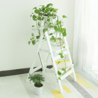 梯子家用折叠多功能加厚室内两用登梯实木三步人字梯凳爬梯步梯|白色(三步75cm)