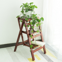 梯子家用折叠多功能加厚室内两用登梯实木三步人字梯凳爬梯步梯|胡桃色(三步75cm)