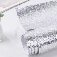 厨房防油贴纸自粘防水耐高温灶台用橱柜油烟机加厚铝箔纸锡纸壁纸