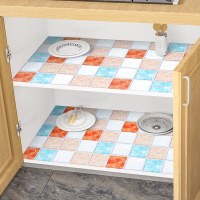 橱柜防水防潮垫厨房防油防火耐高温贴纸桌子灶台用面墙纸自粘壁纸|(加厚)复古鸳鸯60cm宽x5米长+工具一套 大