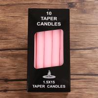 红白黑黄绿紫家用照明蜡烛日用普通蜡烛无烟浪漫婚礼长杆应急蜡烛|粉红色1.5*15cm-10根