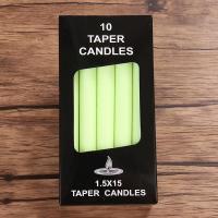红白黑黄绿紫家用照明蜡烛日用普通蜡烛无烟浪漫婚礼长杆应急蜡烛|绿色1.5*15cm-10根