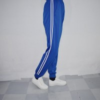 热卖蓝色白细条束脚一条杠校服裤子初高中小学生收口学生裤厚瘦两道杠