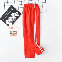 热秋红蓝绿色 两道白杠 男女小学 初中长裤裤 校服裤子