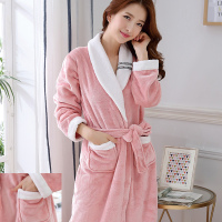 热卖2018秋冬季法兰绒睡袍女加长加厚性感睡衣珊瑚绒长袖浴袍浴衣