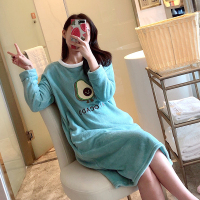 热卖秋冬季可爱珊瑚绒睡裙女加厚长款法兰绒保暖睡衣孕妇浴袍女士睡袍