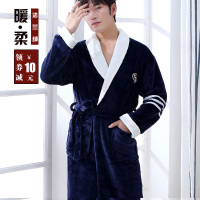 热卖睡袍男冬季加厚长款珊瑚绒睡衣保暖加绒秋冬款法兰绒浴袍浴衣大码