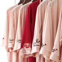 热卖晨袍女新娘婚礼睡袍睡衣趴派对女闺蜜浴袍伴手礼伴娘结婚定制晨袍