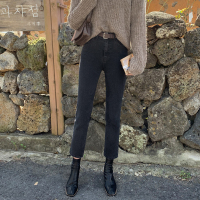 热卖直筒牛仔裤女2019新款宽松高腰黑色显瘦百搭九分超火cec烟管裤子