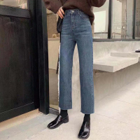 热卖复古高腰牛仔裤女秋季2019新款裤子学生百搭九分裤显瘦直筒裤长裤