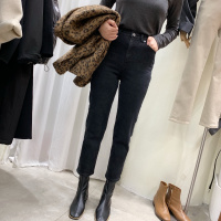 热卖女神同款高腰黑色牛仔裤女直筒裤子19新款网红韩版显瘦百搭九分裤