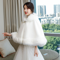 热卖新娘婚纱毛披肩冬季加厚保暖外套结婚白色大码韩版礼服外搭斗篷
