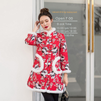 热卖旗袍秋冬长袖少女冬季加厚保暖改良小袄棉袄冬装中国风汉服唐装女