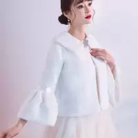 热卖婚纱毛披肩女新娘结婚伴娘礼服外套保暖冬季2019新款加厚斗篷披风
