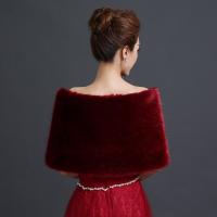 热卖韩版新款酒红色婚纱礼服毛披肩冬季新娘结婚外套伴娘加厚保暖外搭