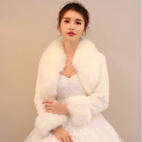 热卖秋冬季婚纱新娘披肩长袖韩版伴娘礼服白色披肩大小码加厚保暖外套
