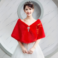 热卖婚纱披肩冬新娘结婚毛披肩保暖加厚冬天婚礼敬酒服礼服外搭大码女