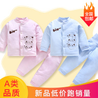 热卖婴儿夹棉套装秋冬季纯棉衣服儿童0-1岁加厚保暖棉衣男女宝宝冬装