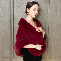 热卖旗袍毛披肩冬妈妈斗篷披肩女春秋毛绒优雅百搭礼服外搭复古冬加厚