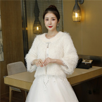 热卖婚纱礼服毛披肩冬2019新款新娘结婚保暖外套长袖韩版显瘦加厚外搭