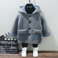 热卖男童呢子大衣2019新款洋气儿童冬装中长款毛呢加绒外套秋冬韩版潮