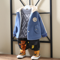 热卖婴儿外套秋冬装0-1岁男童毛呢3洋气大衣宝宝2儿童冬季加厚保暖5潮