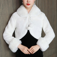 热卖婚纱披肩冬加厚保暖结婚白色伴娘礼服小外套百搭新娘毛披肩女秋冬