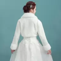 热卖结婚披肩红白色新娘外套长袖春秋冬季加厚保暖婚纱礼服毛披肩外搭
