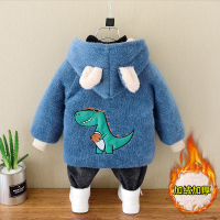 热卖男童加绒加厚外套2019新款儿童男宝宝洋气毛呢大衣秋冬上衣小童潮