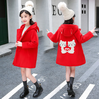 热卖儿童外套女秋冬女童呢子大衣2019新款洋气加厚时尚宽松中大童毛呢